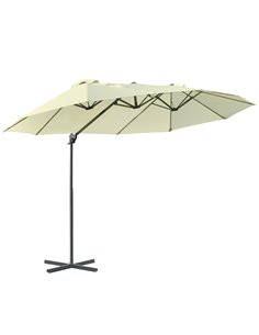 Outsunny Double Parasol Patio Umbrella Garden Sun Shade, Beige 84D-085BG