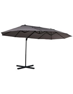 Outsunny Double Parasol Patio Umbrella Garden Sun Shade, Grey 84D-085GY