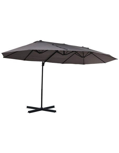 Outsunny Double Parasol Patio Umbrella Garden Sun Shade, Grey 84D-085GY - pic 48598 | FastDaddyshop