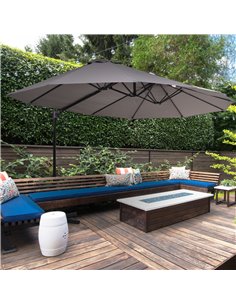 Outsunny Double Parasol Patio Umbrella Garden Sun Shade, Grey 84D-085GY 2