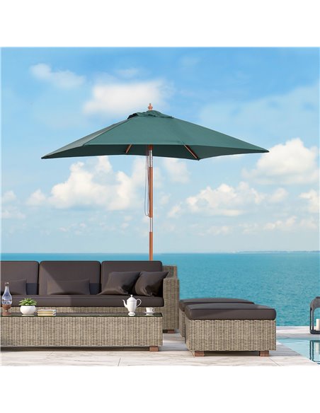 Outsunny Garden Umbrella Patio Umbrella Market Parasol, Outdoor Sunshade 6 Ribs w/ Wood and Bamboo Frame, Brown Green 84D-017GN - pic 48608 | FastDaddyshop