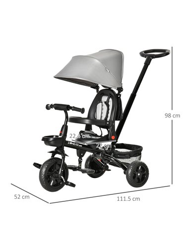 HOMCOM 4 in 1 Baby Tricycle Toddler Stroller Foldable Pedal Tricycle w/ Reversible Angle Adjustable Seat Removable for 1-5 Years