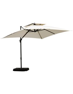 Outsunny 3 x 3(m) Garden Cantilever Parasol with Crank and Tilt, Beige 84D-073