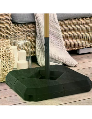 Outsunny 4PCs Fillable Parasol Base w/ Steel Cross Base Garden Umbrella Stand Weight Umbrella Sand Water Plastic Black 84D-089
