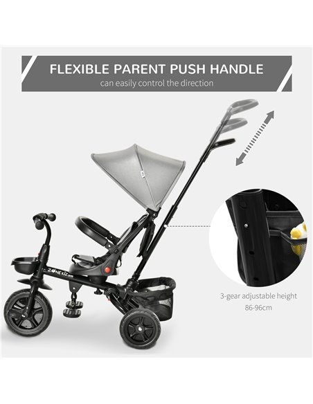 HOMCOM 4 in 1 Baby Tricycle Toddler Stroller Foldable Pedal Tricycle w/ Reversible Angle Adjustable Seat Removable for 1-5 Years - pic 4863 | FastDaddyshop