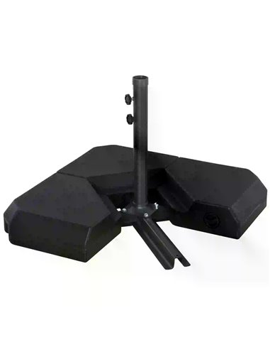 Outsunny 4PCs Fillable Parasol Base w/ Steel Cross Base Garden Umbrella Stand Weight Umbrella Sand Water Plastic Black 84D-089