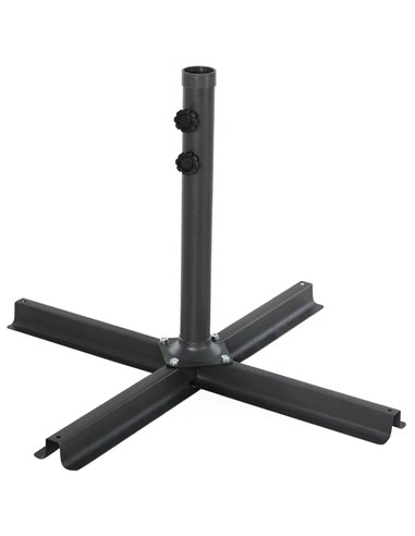 Outsunny 4PCs Fillable Parasol Base w/ Steel Cross Base Garden Umbrella Stand Weight Umbrella Sand Water Plastic Black 84D-089