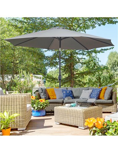 Outsunny 3(m) Tilting Parasol Garden Umbrellas, Dark Grey 840-070CG