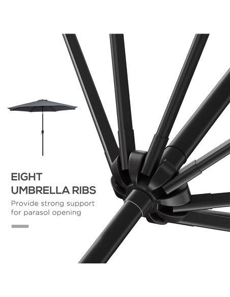 Outsunny 3(m) Tilting Parasol Garden Umbrellas, Outdoor Sun Shade with 8 Ribs, Tilt and Crank Handle for Balcony, Bench, Garden, - pic 48640 | FastDaddyshop