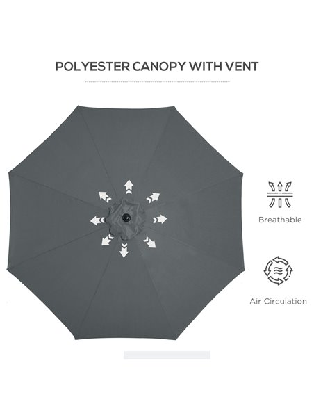 Outsunny 3(m) Tilting Parasol Garden Umbrellas, Outdoor Sun Shade with 8 Ribs, Tilt and Crank Handle for Balcony, Bench, Garden, - pic 48641 | FastDaddyshop
