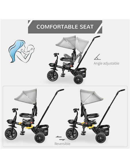 HOMCOM 4 in 1 Baby Tricycle Toddler Stroller Foldable Pedal Tricycle w/ Reversible Angle Adjustable Seat Removable for 1-5 Years - pic 4865 | FastDaddyshop