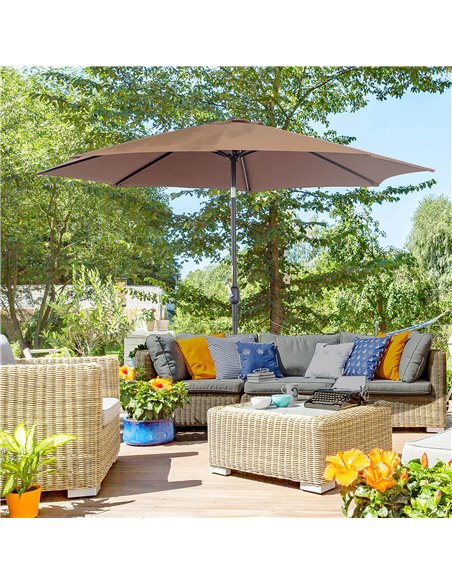 Outsunny 3x2.45m Steel Frame Round Market Patio Sun Umbrella, Coffee 840-070CF - pic 48653 | FastDaddyshop