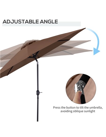 Outsunny Steel Frame Round Market Patio Sun Umbrella Garden Parasol Outdoor Sunshade Canopy,  3x2.45m (Coffee) 840-070CF - pic 48655 | FastDaddyshop