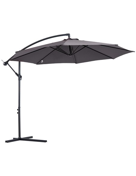 Outsunny 3(m) Garden Banana Parasol Hanging Cantilever Umbrella, Grey 84D-037GY - pic 48661 | FastDaddyshop