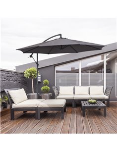 Outsunny 3(m) Garden Banana Parasol Hanging Cantilever Umbrella, Grey 84D-037GY 2