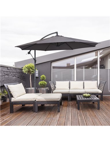 Outsunny 3(m) Garden Banana Parasol Hanging Cantilever Umbrella, Grey 84D-037GY