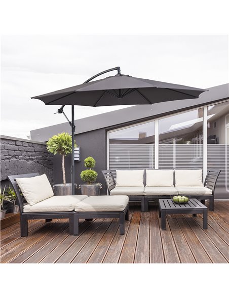 Outsunny 3(m) Garden Banana Parasol Hanging Cantilever Umbrella, Grey 84D-037GY - pic 48662 | FastDaddyshop