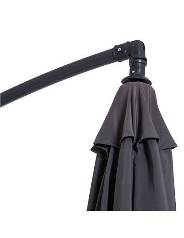 Outsunny 3(m) Garden Banana Parasol Hanging Cantilever Umbrella with Crank Handle, 8 Ribs and Cross Base for Outdoor, Sun Shade,