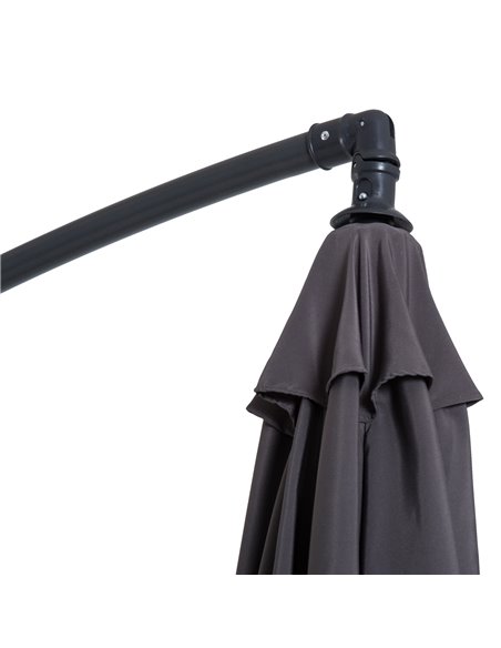 Outsunny 3(m) Garden Banana Parasol Hanging Cantilever Umbrella with Crank Handle, 8 Ribs and Cross Base for Outdoor, Sun Shade, - pic 48668 | FastDaddyshop