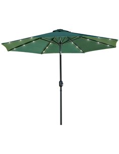 Outsunny 2.7m Garden Parasol, Patio LED Umbrella, Green 84D-018GN