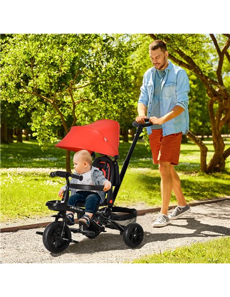 HOMCOM 4 in 1 Baby Tricycle Toddler Stroller Foldable Pedal Tricycle w/ Reversible Angle Adjustable Seat Removable for 1-5 Years - pic 4868 | FastDaddyshop