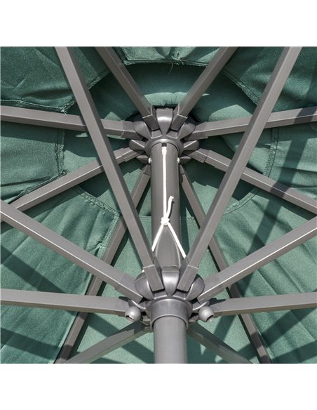 Outsunny 2.7m Garden Parasol, Patio LED Umbrella with Push Button Tilt/Crank 8 Rib Sun Shade for Outdoor Table Market Umbrella G - pic 48687 | FastDaddyshop