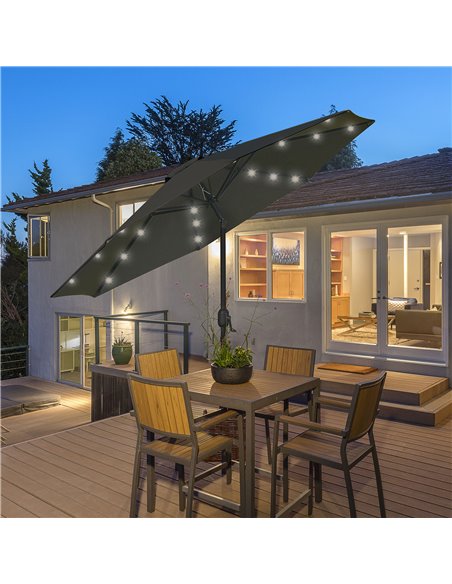 Outsunny 2.7m Garden Parasol, Patio LED Umbrella, Grey 84D-018CG - pic 48689 | FastDaddyshop