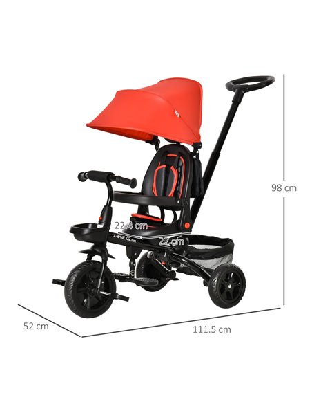 HOMCOM 4 in 1 Baby Tricycle Toddler Stroller Foldable Pedal Tricycle w/ Reversible Angle Adjustable Seat Removable for 1-5 Years - pic 4869 | FastDaddyshop