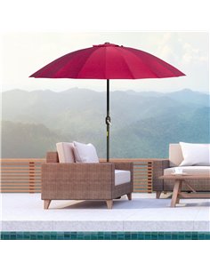Outsunny Ф255cm Patio Parasol Umbrella, Table Parasol, Wine Red 84D-103WR 2