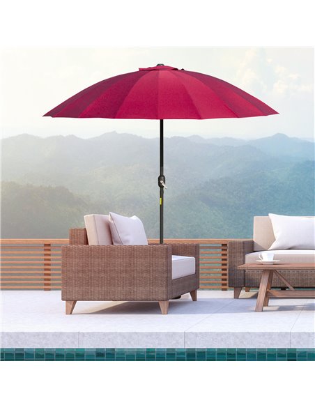 Outsunny Ф255cm Patio Parasol Umbrella, Table Parasol, Wine Red 84D-103WR - pic 48698 | FastDaddyshop