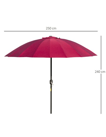 Outsunny Ф255cm Patio Parasol Umbrella Outdoor Market Table Parasol with Push Button Tilt Crank and Sturdy Ribs for Garden Lawn  - pic 48699 | FastDaddyshop