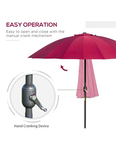 Outsunny Ф255cm Patio Parasol Umbrella Outdoor Market Table Parasol with Push Button Tilt Crank and Sturdy Ribs for Garden Lawn 