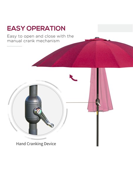 Outsunny Ф255cm Patio Parasol Umbrella Outdoor Market Table Parasol with Push Button Tilt Crank and Sturdy Ribs for Garden Lawn  - pic 48700 | FastDaddyshop