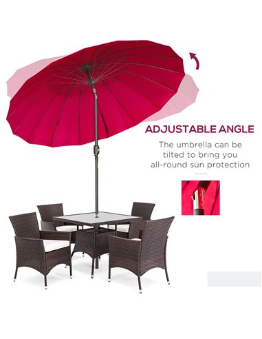 Outsunny Ф255cm Patio Parasol Umbrella Outdoor Market Table Parasol with Push Button Tilt Crank and Sturdy Ribs for Garden Lawn 