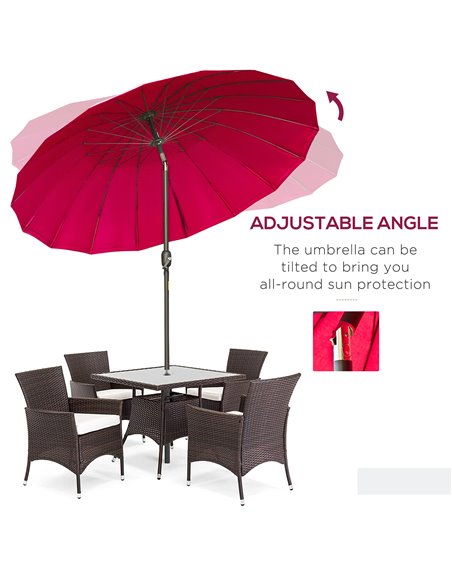 Outsunny Ф255cm Patio Parasol Umbrella Outdoor Market Table Parasol with Push Button Tilt Crank and Sturdy Ribs for Garden Lawn  - pic 48701 | FastDaddyshop