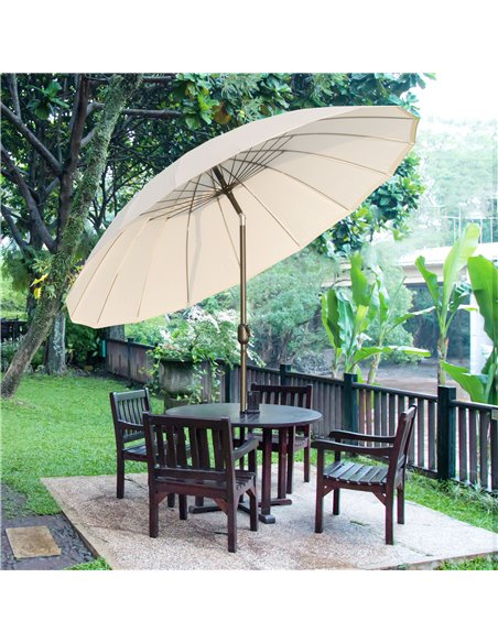 Outsunny Ф255cm Patio Parasol Umbrella, Table Parasol, White 84D-103CW - pic 48707 | FastDaddyshop