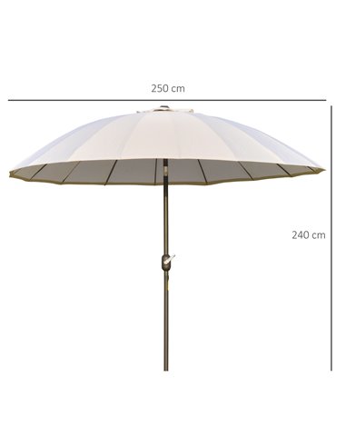 Outsunny Ф255cm Patio Parasol Umbrella Outdoor Market Table Parasol with Push Button Tilt Crank and Sturdy Ribs for Garden Lawn 