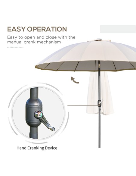 Outsunny Ф255cm Patio Parasol Umbrella Outdoor Market Table Parasol with Push Button Tilt Crank and Sturdy Ribs for Garden Lawn  - pic 48709 | FastDaddyshop