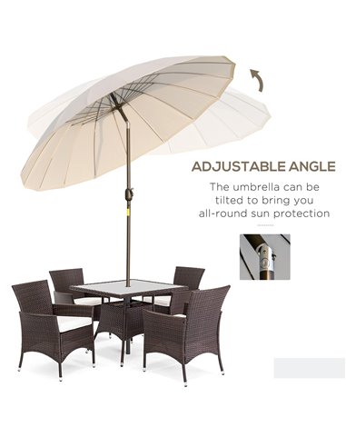 Outsunny Ф255cm Patio Parasol Umbrella Outdoor Market Table Parasol with Push Button Tilt Crank and Sturdy Ribs for Garden Lawn 
