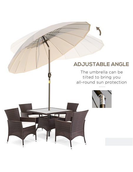 Outsunny Ф255cm Patio Parasol Umbrella Outdoor Market Table Parasol with Push Button Tilt Crank and Sturdy Ribs for Garden Lawn  - pic 48710 | FastDaddyshop
