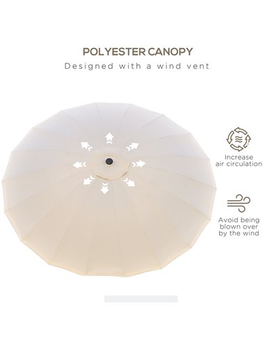 Outsunny Ф255cm Patio Parasol Umbrella Outdoor Market Table Parasol with Push Button Tilt Crank and Sturdy Ribs for Garden Lawn 