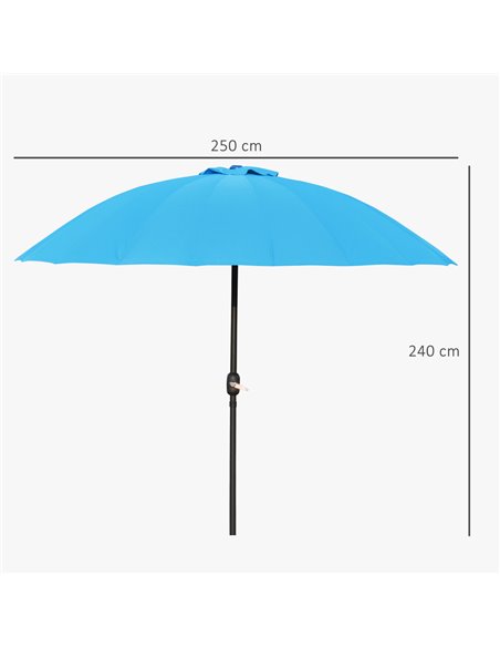 Outsunny Garden Umbrella Ф255cm Table Parasol, Blue 84D-103BU - pic 48717 | FastDaddyshop