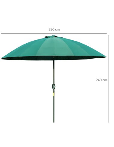 Outsunny Ф255cm Patio Parasol Umbrella Outdoor Market Table Parasol with Push Button Tilt Crank and Sturdy Ribs for Garden Lawn 