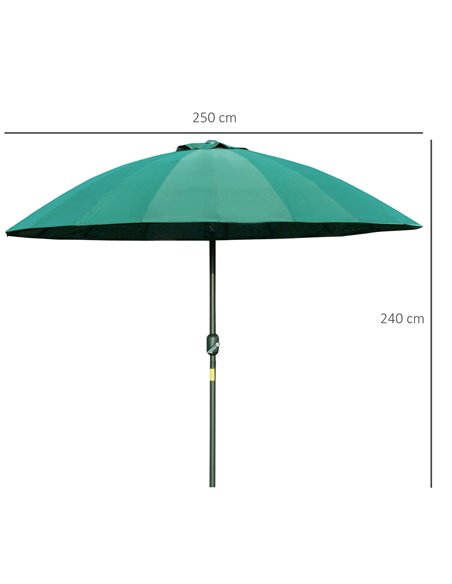 Outsunny Ф255cm Patio Parasol Umbrella Outdoor Market Table Parasol with Push Button Tilt Crank and Sturdy Ribs for Garden Lawn  - pic 48726 | FastDaddyshop