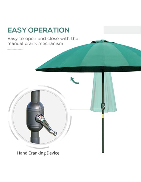 Outsunny Ф255cm Patio Parasol Umbrella Outdoor Market Table Parasol with Push Button Tilt Crank and Sturdy Ribs for Garden Lawn  - pic 48727 | FastDaddyshop