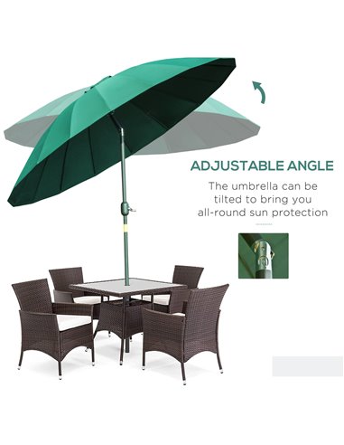 Outsunny Ф255cm Patio Parasol Umbrella Outdoor Market Table Parasol with Push Button Tilt Crank and Sturdy Ribs for Garden Lawn 