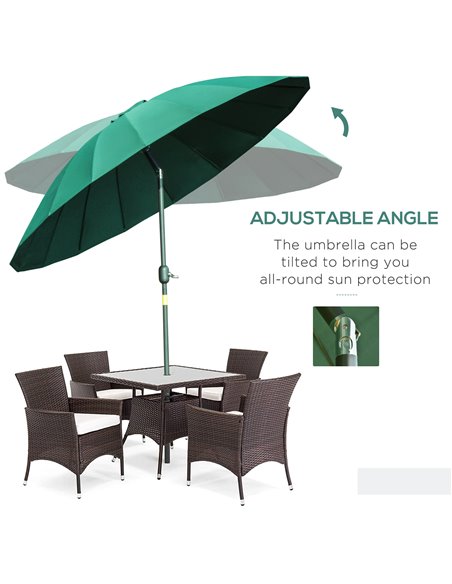 Outsunny Ф255cm Patio Parasol Umbrella Outdoor Market Table Parasol with Push Button Tilt Crank and Sturdy Ribs for Garden Lawn  - pic 48728 | FastDaddyshop