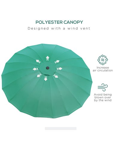 Outsunny Ф255cm Patio Parasol Umbrella Outdoor Market Table Parasol with Push Button Tilt Crank and Sturdy Ribs for Garden Lawn 
