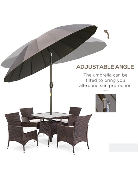 Outsunny Garden Umbrella Ф255cm Table Parasol with Push Button Tilt Crank and Ribs for Garden Lawn Backyard Pool Dark Grey 84D-1 - pic 48737 | FastDaddyshop