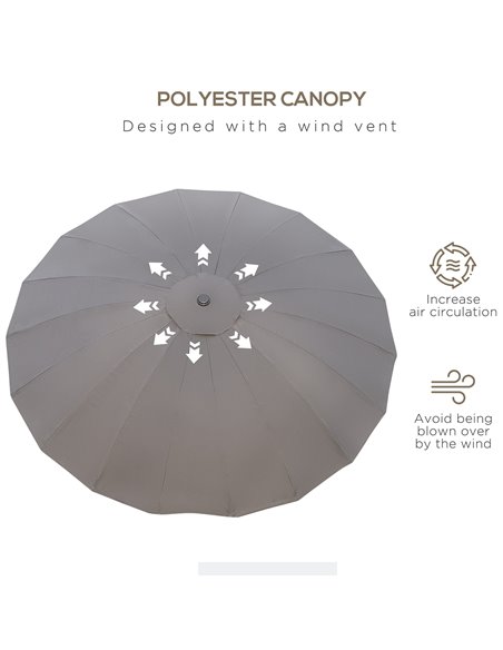 Outsunny Garden Umbrella Ф255cm Table Parasol with Push Button Tilt Crank and Ribs for Garden Lawn Backyard Pool Dark Grey 84D-1 - pic 48738 | FastDaddyshop